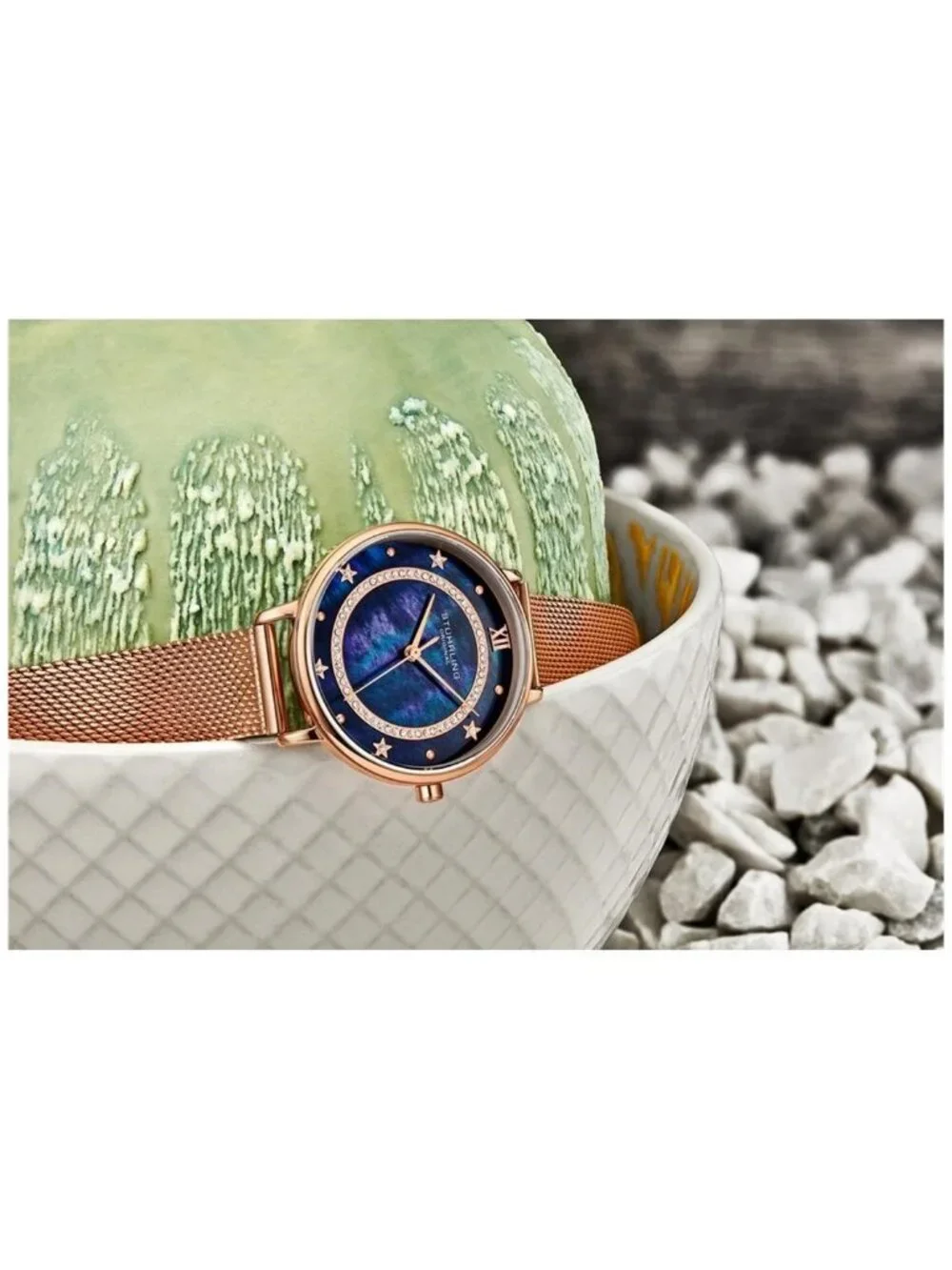 NWT Stuhrling Original Symphony Quartz Blue Dial Ladies Watch